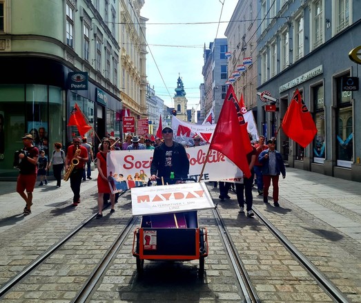 Bild von der Mayday-Demo 1.Mai 2024 in Linz/Landstraße